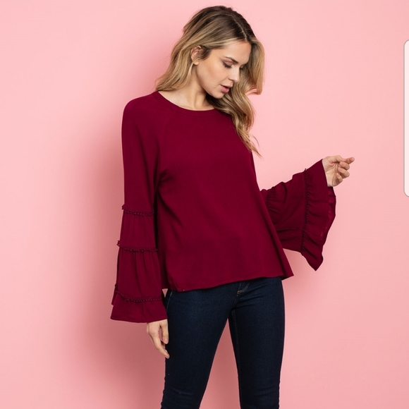 ALL TOO WELL POM POM BELL SLEEVE TOP - Picture 3 of 16